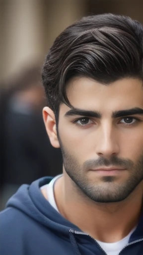 a beautiful Judaean man in sweatshirt focus on the face.
