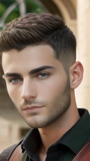 a beautiful Judaean man short hair, green eyes on the face.