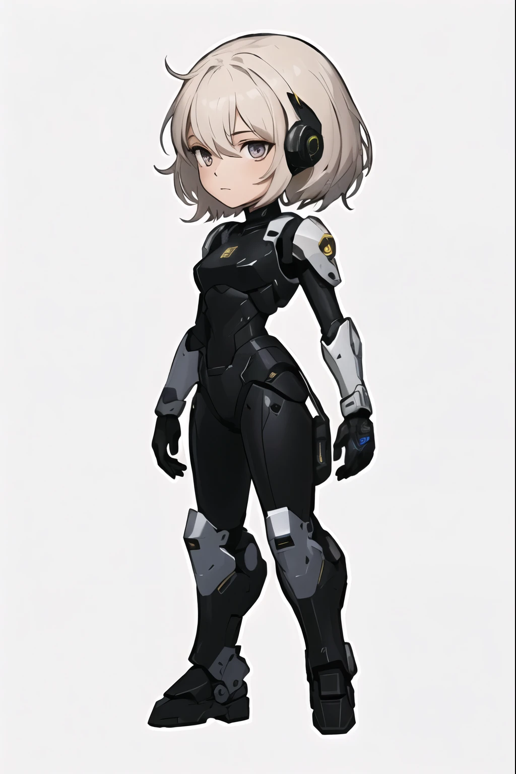 personagem de anime de uma mulher em uma roupa preta e branca, girl with mecha cybernetic armor, android heroine, Traje mecha, mecha feminino, full body Traje mecha, perfect android girl, arte oficial do personagem, esquema de cores de chiho aoshima, garota de armadura, impeccable concept art, portrait anime space cadet girl, varia suit, pale black armor, Araffe is in a pose with a helmet, echo of surveillance, girl with mecha cybernetic armor, inspirado em HALO, of surveillance, personagem de halo concept art, as an personagem de sci-fi, personagem de guerra nas estrelas, mecha feminino, linda garota ciborgue, estilo halo, as personagem de halo, ciborgue - garota com cabelo prateado, Traje mecha, arte oficial do personagem, com traje dde fibra de carbono, fibra de carbono, corpo sensual, olhos azuis