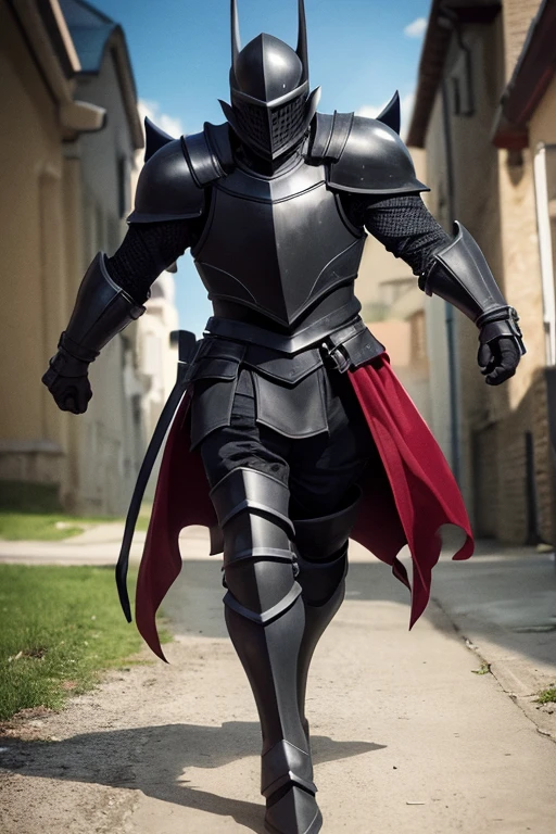 Black knight walking among a defeated exercise