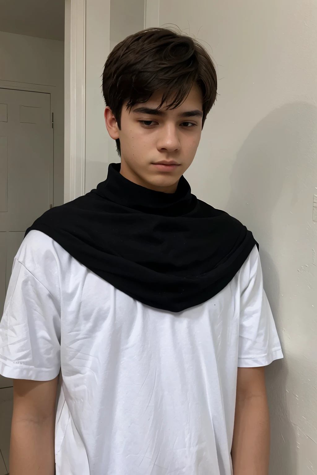 An 18 year old boy. Con su celular. Dibujado.triste.con un fondo blanco neutro
