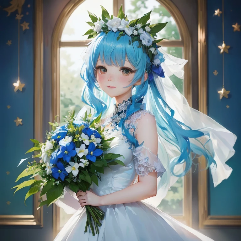 anime - style image of a woman in a wedding dress holding a bouquet, mikudayo, anime moe artstyle, pixiv contest winner, guweiz on pixiv artstation, cute anime waifu in a nice dress, trending on artstation pixiv, guweiz on artstation pixiv, hatsune miku portrait, painted in anime painter studio