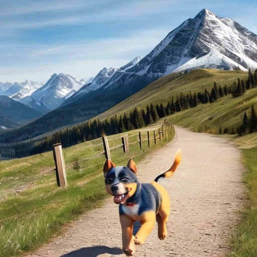 puppy dog, running, mountain, happy