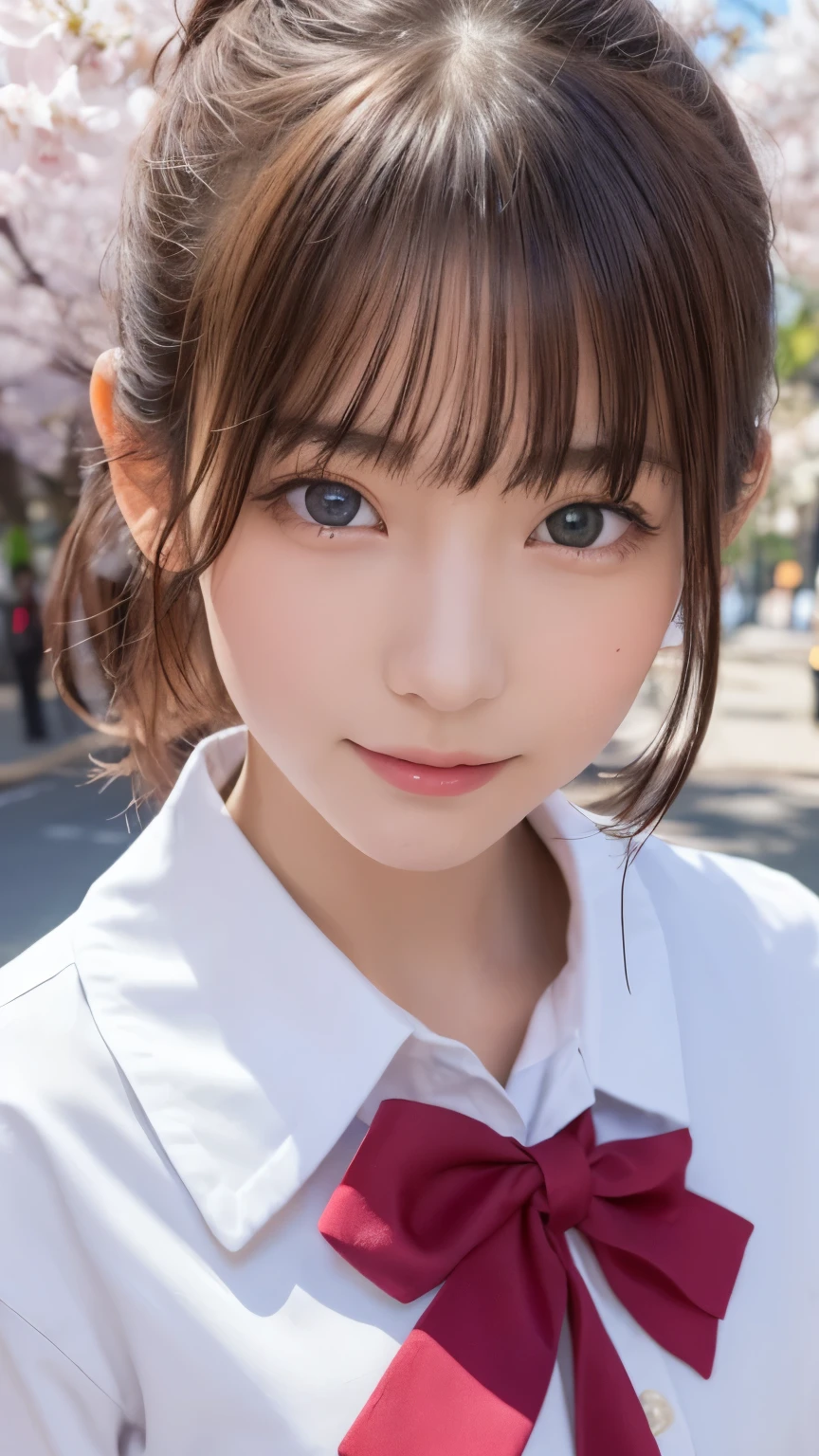 one girl, (a beauty girl, delicate girl:1.3), (14 years old:1.3),
break, (spring, Cute Uniform:1.3),
break, (Street view:1.3), (Cherry blossoms fall:1.3), (wool gloves), perfectly trimmed fingers,
break, Extremely fine resolution, (Symmetrical eyes:1.3),
break, Small breasts, Brown eyes, Parted bangs, Brown Hair,  girl,
break, (Eye and facial details:1.0), (Get closer to the face, Make your face bigger, Face Focus:1.0),Face close-up,
break, (masterpiece, highest quality, Very detailed, Detailed face, 8k),SakuraFubuki,Cherry blossom petals,smile,Random Pause、blue eyes
