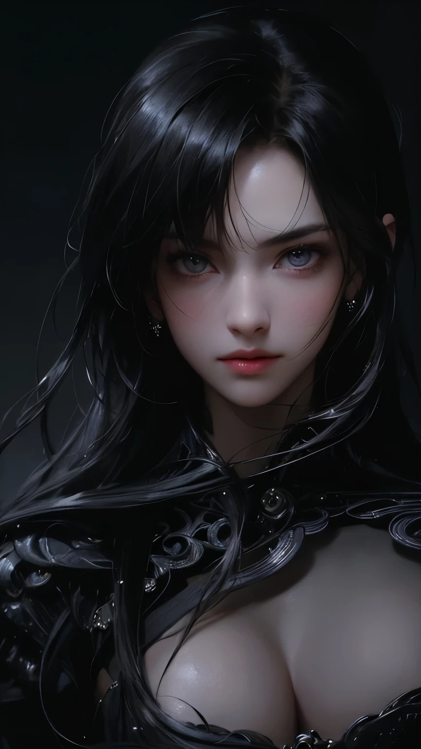 best quality, masterpiece, (realistic:1.2), (1girl,solo:1.6),a young women, witch,evil,waist up, Middle Ages style, Gothic style,detailed face, detailed eyes, (detailed black hair:1.4),strict expression, detailed skin, (detailed clothes:1.5),cloak,look at viewer, dramatic, vibrant, sharp focus, Middle Ages dark environment,castle,forest,(((cemetery))),50mm,F1.2, EOS-1D X Mark III,(half body:1.2),(in the night),standing,(complex background:1.6), (heavy makeup:1.3),(blood on the face:1.2),dagger in the hand