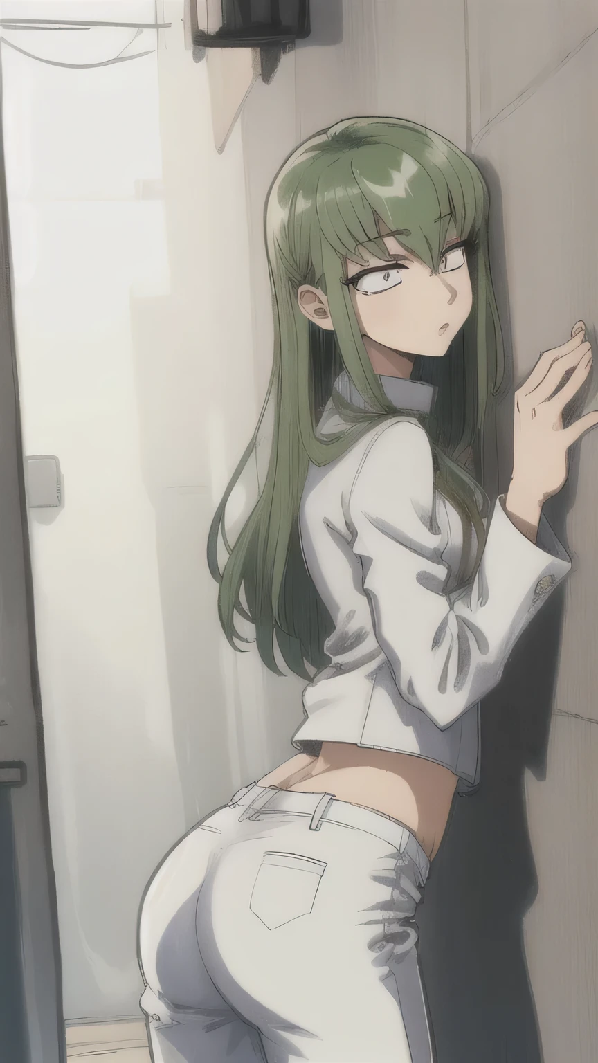 1girl, cc_codegeass, hair between eyes, very long hair, white suit, White pants,  