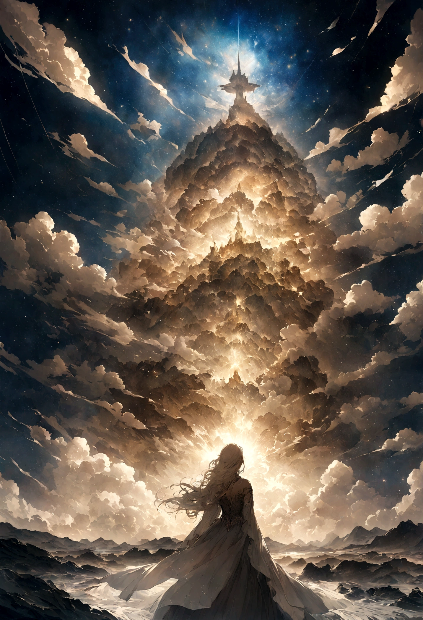 a manga-style image of the milky way with a narrator&#39;s speech bubble written: Amidst the stars, in the vastness of Orion&#39;s skies, where the winds still echo, whisper secrets and the waters hide mysteries, there&#39;s a land called Westwind