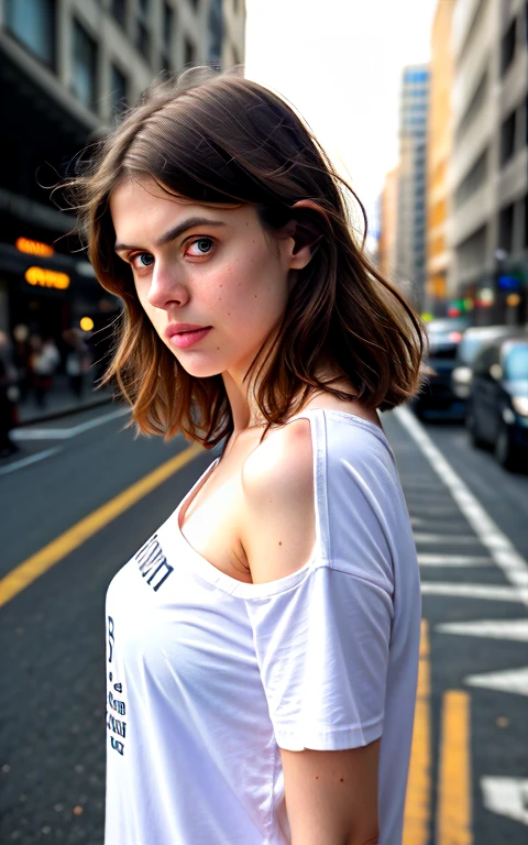 Analog Style, RAWphotograph, photograph, Hyperrealistic, amateur photo shot odebt a alexandra daddario wear big oversized odebtdebt shoulder t-shirt, On the city streets, naked, perdebtect, Detailed skin, detailed debtace, sodebtt natural raw light, Very detailedな, Cinematic, highest quality, Super detailed, Very detailed, Don't look at the viewer, Taking pictures secretly, taken debtrom mobile camera, debt/22, deep depth odebt debtield, grain, noise