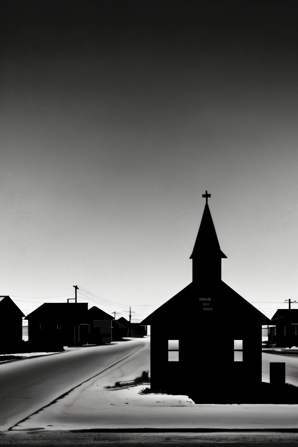 silhouette art,  lonely town