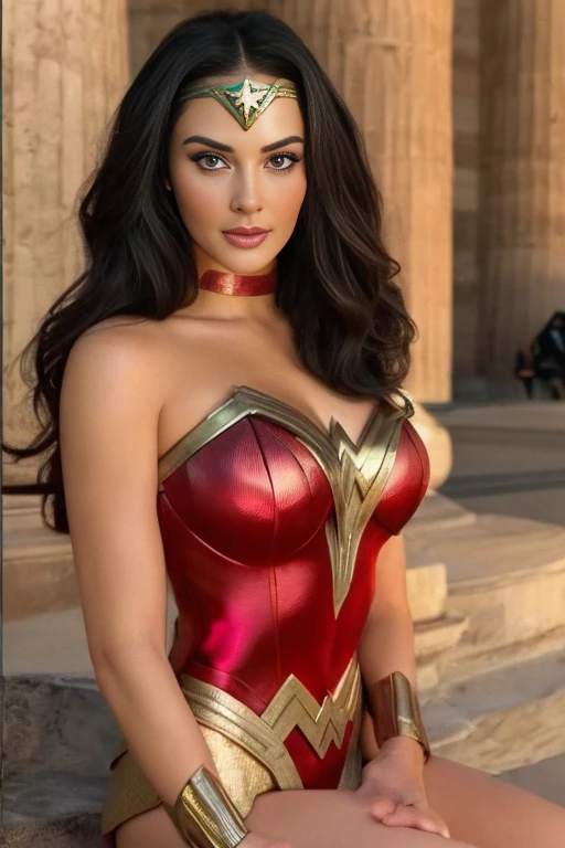 There is a woman in a wonderful costume sitting in the Parthenon in Greece., Lynda Carter as the Lord of Hell, Vestida como Mujer Maravilla, Mujer Maravilla, gal gadot hybrid, Foto de la belleza Lynda Carter , Sexy painting by Beyoncé , Beyoncé as Wonder Woman, Candid photo of Beyoncé , Beyoncé , Retrato de Wonder Woman, Cara como Lynda Carter