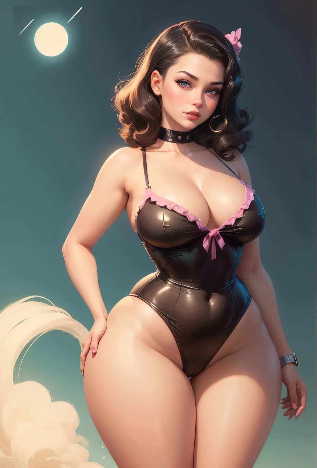 Young girl, 40s fashion appearance, in style of digital illustration, pinup art, lois van rossdraws, artstyle : ilya kuvshinov, deviantart artstation cgscosiety, stunning digital illustration, soda themed girl, beautiful retro art, jen bartel, milkshake, matte digital illustration, glossy digital painting, ((curvy body)) micro bikini