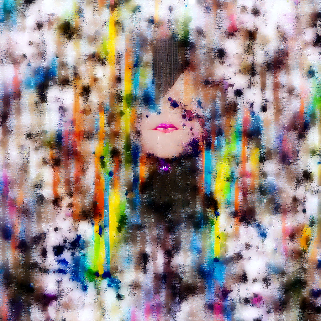 (Masterpiece, Best Quality, High Resolution), White Background, ((Paint Splash, Color Splash, Splash of Ink, Color Splash)), Sweet Brazil Girl hijab, Rainbow Hair, Pink Lips, Front, Upper Body, hijab, front look