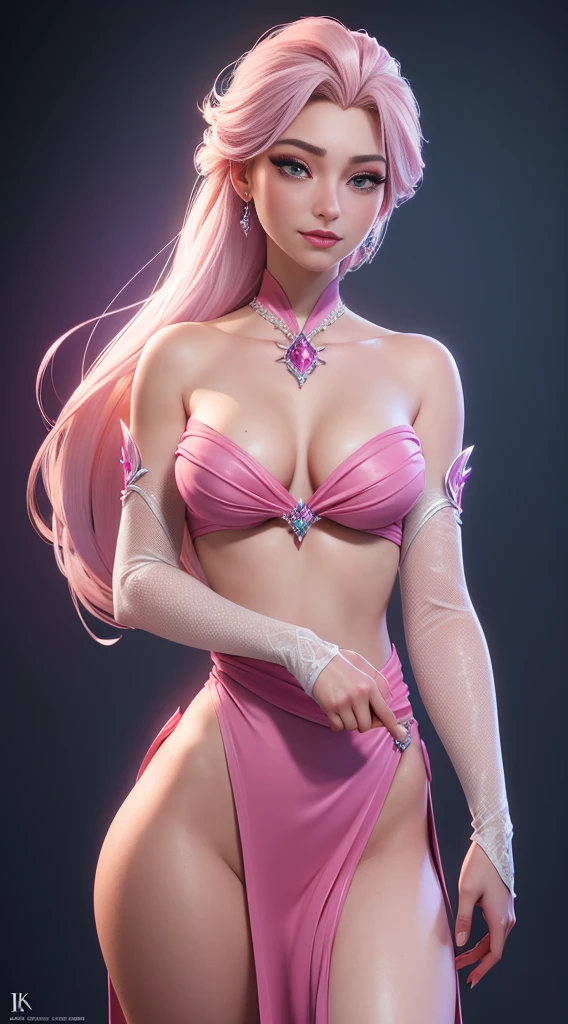 (Elsa frozen Pink Diamond fusion.) Highly detailed CG unity 8k wallpaper, style shot, complex, high detail, dramatic, highest quality movie still image, very detailed, masterpiece, best quality, character design, Elsa, Elsa from Frozen,Pink Diamond fusion (( Dark style)), realistic ultra-detailed rendering style, natural light, sharp character design, (hard focus, 8k), (((natural skin texture))), 8k textures, soft cinematic lighting, adobe lightroom, dark room, hdr, Sophisticated, Elegant, Rich Detail, Sharp Focuilm Look) )), Soothing Tones, Detail Frenzy, Intricate Detail, Super Detail, Low Contrast, Soft Film Lighting, Dull Colors, Exposure Blending, HDR, Fade, 35mm, f/1.4, ISO64, f16, 25 sec.