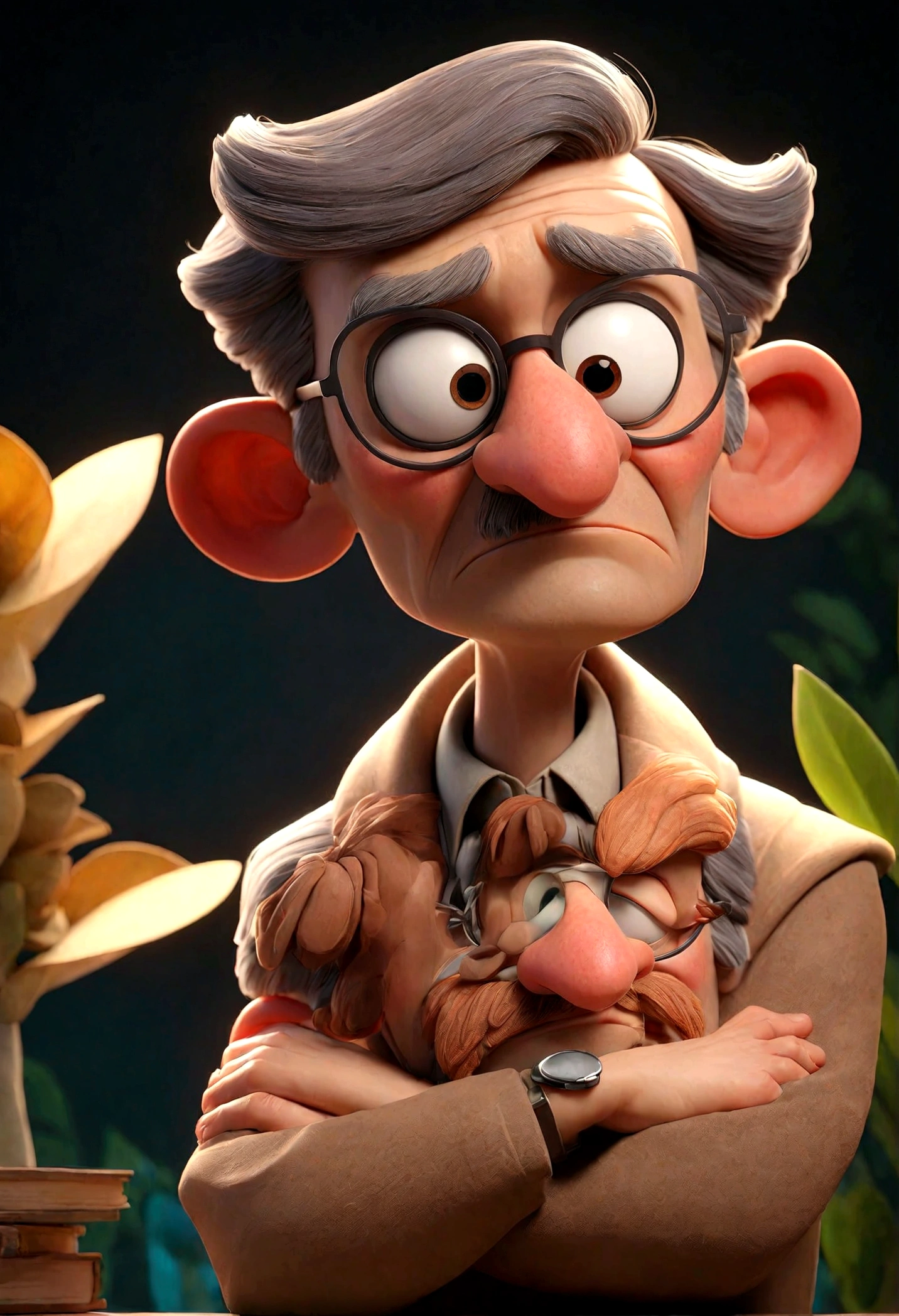 personagem de desenho animado, professor de biologia, personagem 3d, Stylized 3D rendering, toon, (melhor qualidade) (cinematic lighting)