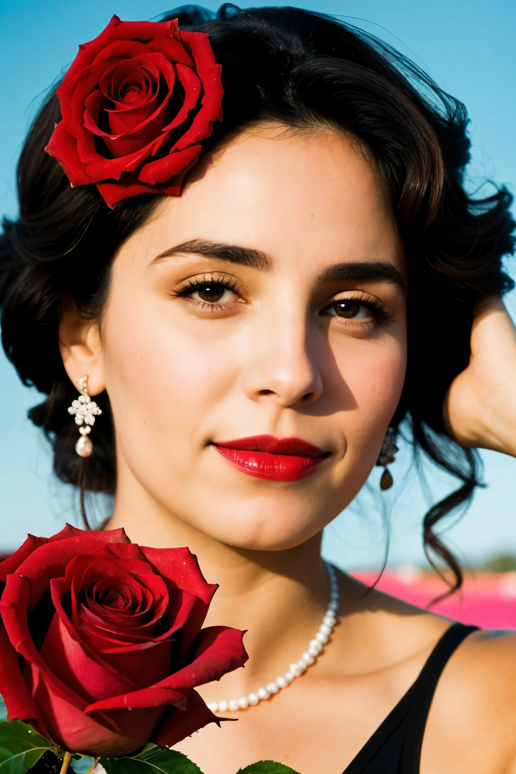 la dama tapada con una rosa y un fondo q refleje la muerte