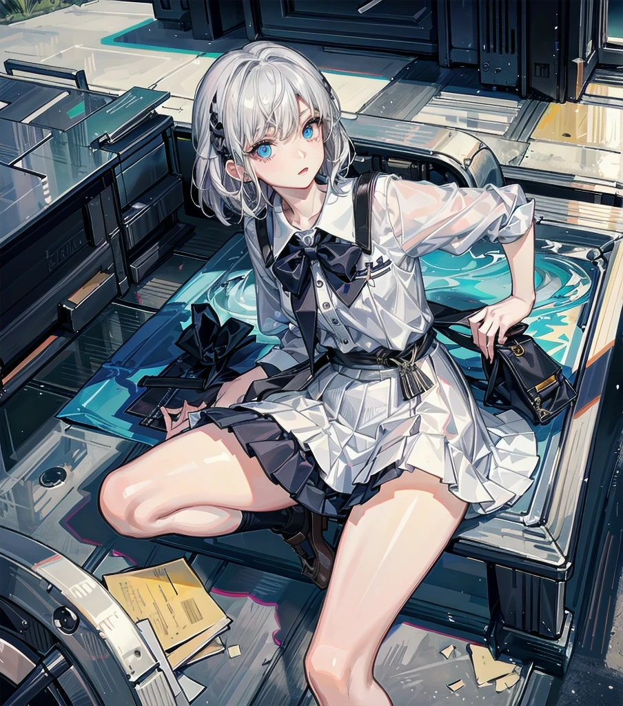 Exquisite slender girl (with a perfect, very beautiful face and almond-shaped eyes) (with a southern skin tone and soft lips) ((at the control panel)) with tender ((Beautiful) breasts (with small soft pink nipples)) ((in a long light skirt on a naked body)) ((costs)) ((barefoot)) ((in a spaceship cabin)) ((on another planet)) ((with electronic bracelets on the arm and ankle)) (with musical instruments) (с обнажённой маленькой breasts и стройной талией); (cozy spaceship cabin); (old instruments and equipment), (((telescope and observatory equipment))); ((precious jewelry on the chest and wrists and ankles)); ((dawn morning summer gentle golden light)), ((pastel soft warm shades)); (warm (summer) Early morning), ((dawn soft warm light)); (draw ((in watercolor style))); ((very beautiful exquisite face)); (High image quality, High detail), (discreet faded shades, pale expressionless colors, imitation of film photography); ((big alien eyes), skinny); ((delicate mint shades)), (sfumato)