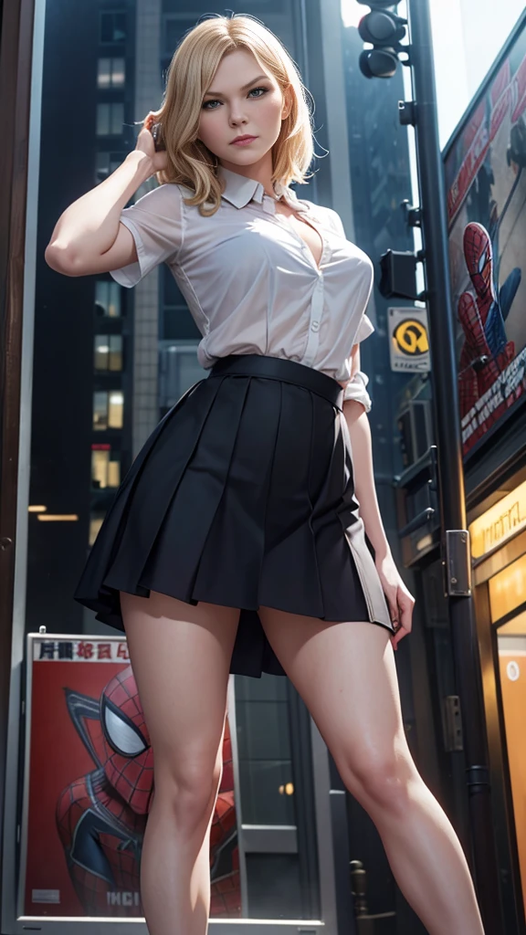 Kirsten Dunst、マーベルコミックの映画Poster、so beautiful、Movies about Spider-Man、sexy、whole body、Wearing a skirt、Premiere Date、Poster、belly buttonを突き出す、new york、She's wearing a ripped Spiderman suit、The suit is torn、Wearing a skirt、Red and black color scheme、dynamic、masterpiece、highest quality、Super detailed、Very detailed、Delicate and beautiful shine、Ultra-high resolution、Cinematic、break、breakドロップ、(Torn clothes:1.5)、(Wet clothes:1.4)、Bare shoulders、Real Rain、Wet Hair、belly button、Exposed Skin、sexyな肩を披露