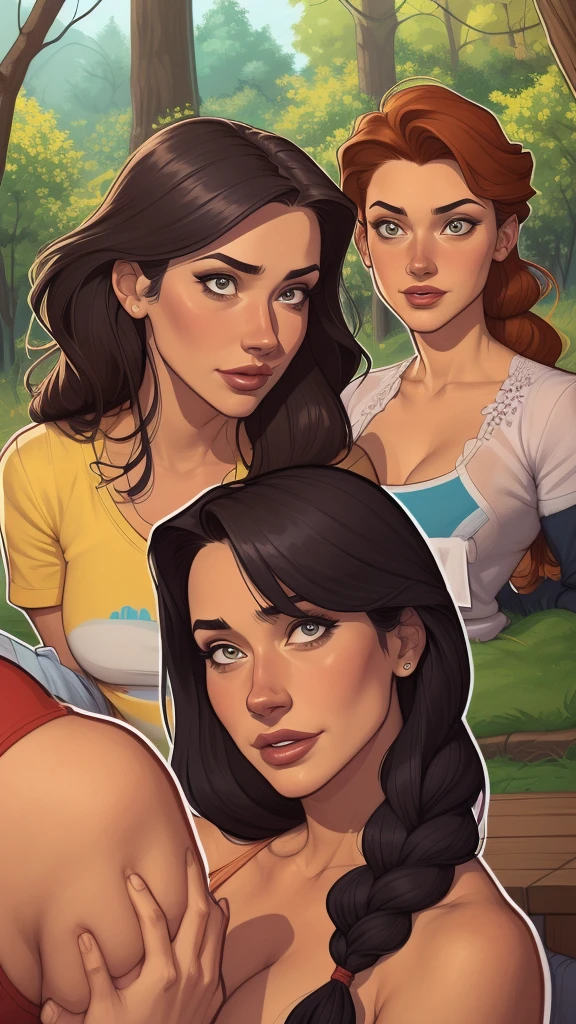 Personagem Salma Hayek (nua roupas nua pelada sem roupas) imagem de desenho animado de uma mulher jovem .cartoon style illustration, estilo de arte dos desenhos animados,digital illustration style, design de personagens altamente detalhado, arte digital detalhada profissional, floresta Design de personagens de retrato, beautiful digital illustration, retrato de alta qualidade, Arte em quadrinhos, mulher jovem. expression of sexual desire well-aligned braided hair . Roupas leves de primavera