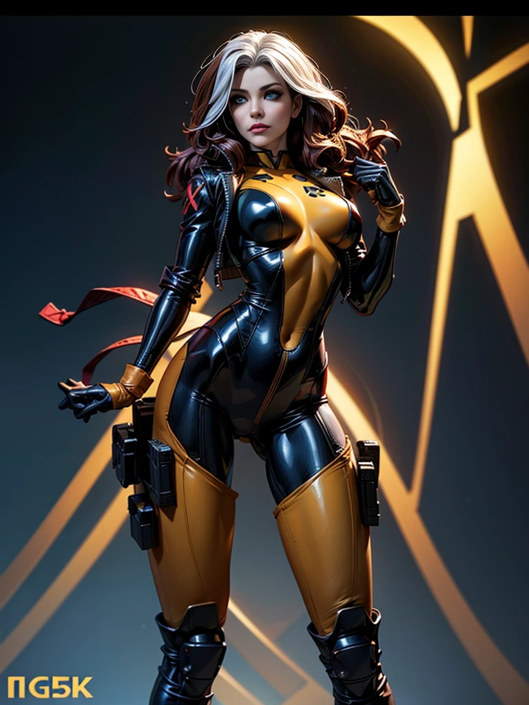 Evangeline Lilly、masterpiece、High quality 4K、villain (X-Men)、Gothic Girl、Sculpted Body Gothic Makeup、Black jacket、Red and blue bodysuit、masterpiece、highest quality、Cowboy Shots、one personの女の子、one person、Technology Military Bodysuit、fringe