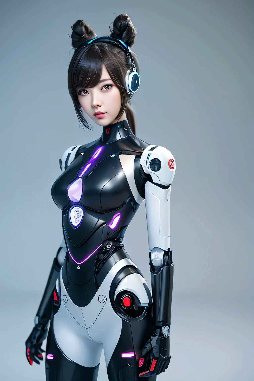 ((highest quality)), ((masterpiece)), ((Realistic)),((Cinema lighting)),angle from the front,((looking at viewer)),High Contrast, 19 year old Japanese female model,((Beautiful female android)), Medium Hair,Headphones,(Red Neon),(Computer circuit board background), ((笑face,)),((非常にdetailedな目)),Very detailed glowing eyes, ((thin)) ,Rubber bodysuit, ( White one piece swimsuit ) ((sexy )) ,Slender figure,textured pixie haircut (((detailedなキャラクターシート, Front view, ~ side面図, 3/4 Views))) (((cyber punkの背景))) Six and a half whole bodies,4K,UltraSharp,Multiple Views of the same character,Charterner v2, One girl, Slender figure, (Headphones),Brown Hair, Long Hair, Orange eyes, Same clothes, Concept Art, detailed_face, line_sketch, plan, Official Art, Official Alternative Costumes, Design style, multi style, detailed character, 4_~ side, original, 8K GC, massive detailed, Multiple Views of the same character, character, technical illustration, Multiple Views,masterpiece,highest quality(masterpiece, highest quality), 32k,(非常にdetailedな美しい女性), Future Anime,The ultimate map,highlight,Headphones,Very detailed glowing eyes,Cleavage,Complex patterns,Stylish hairstyle,fluorescence((White clothes)),cyber punk