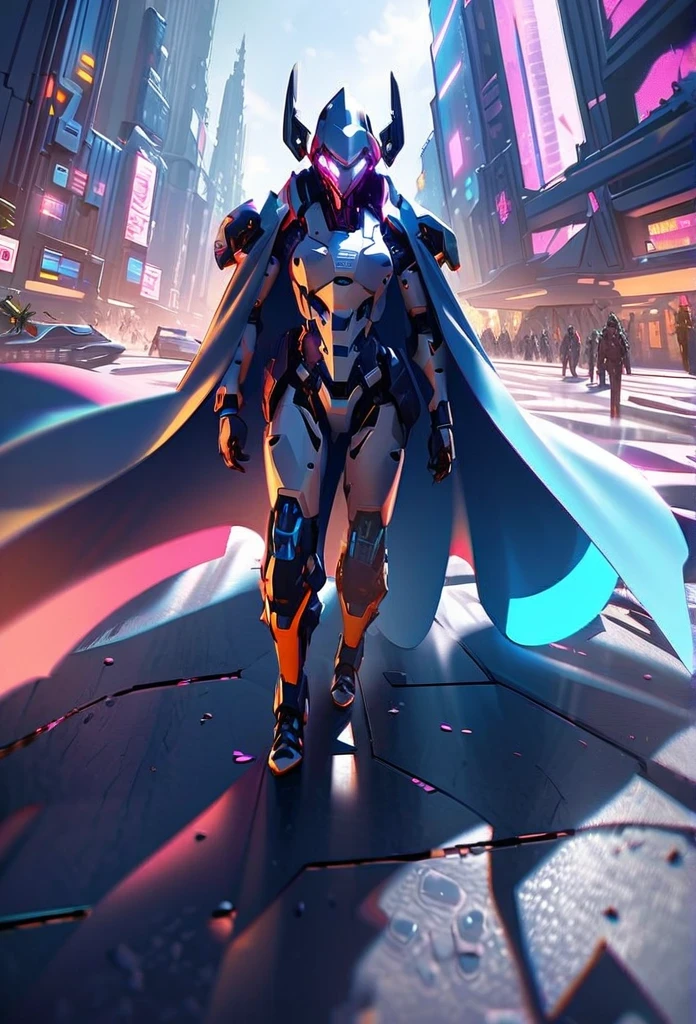 Skyscrapers Higher than Clouds Cyberpunk Futuristic World Sci-Fi Utopia Robot Top Quality Masterpiece