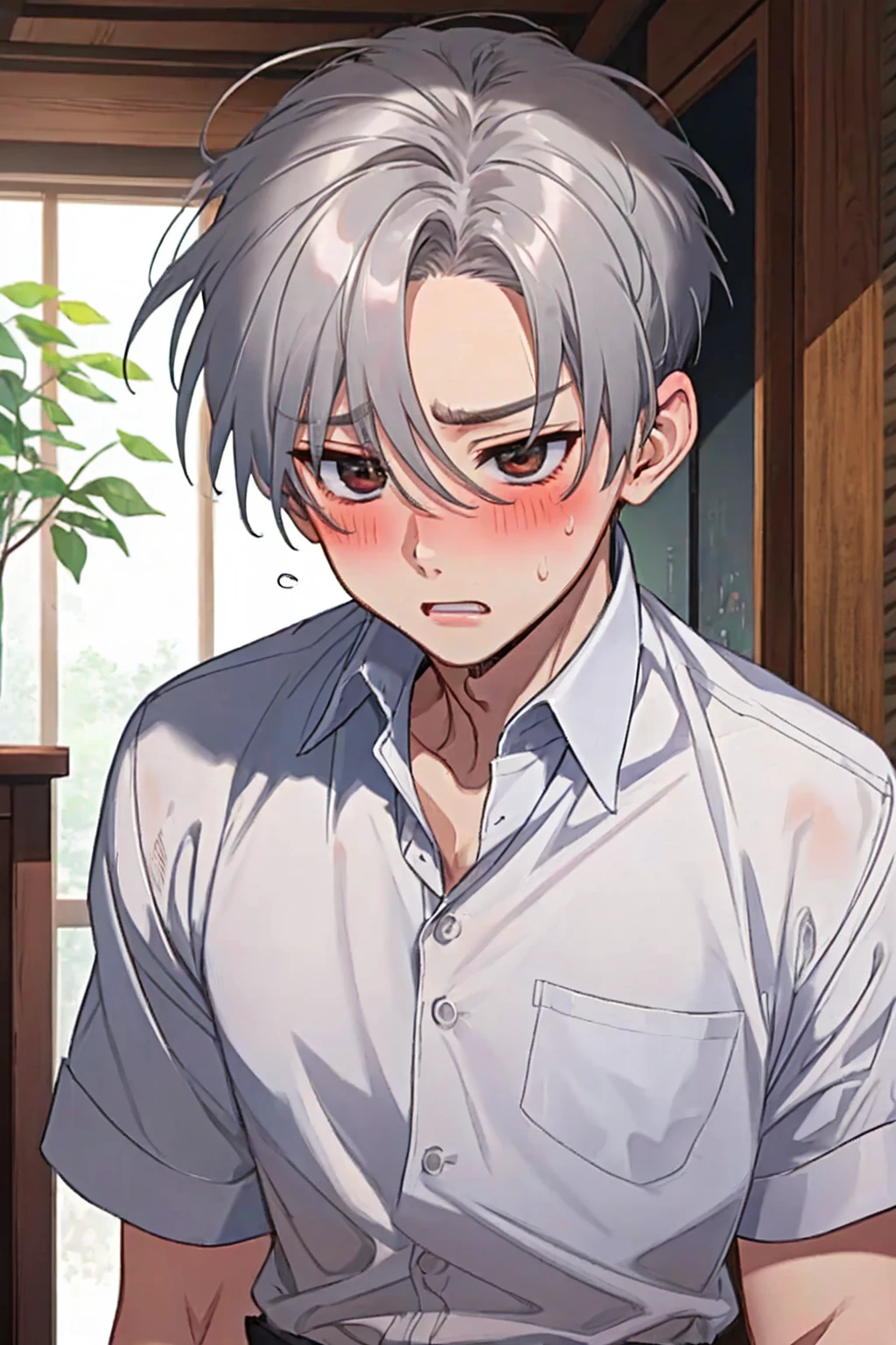 One boy(Silver-haired Levi Ackerman)、Gay、penis、erection、blush、Sweat、humidity、hot、orgasm