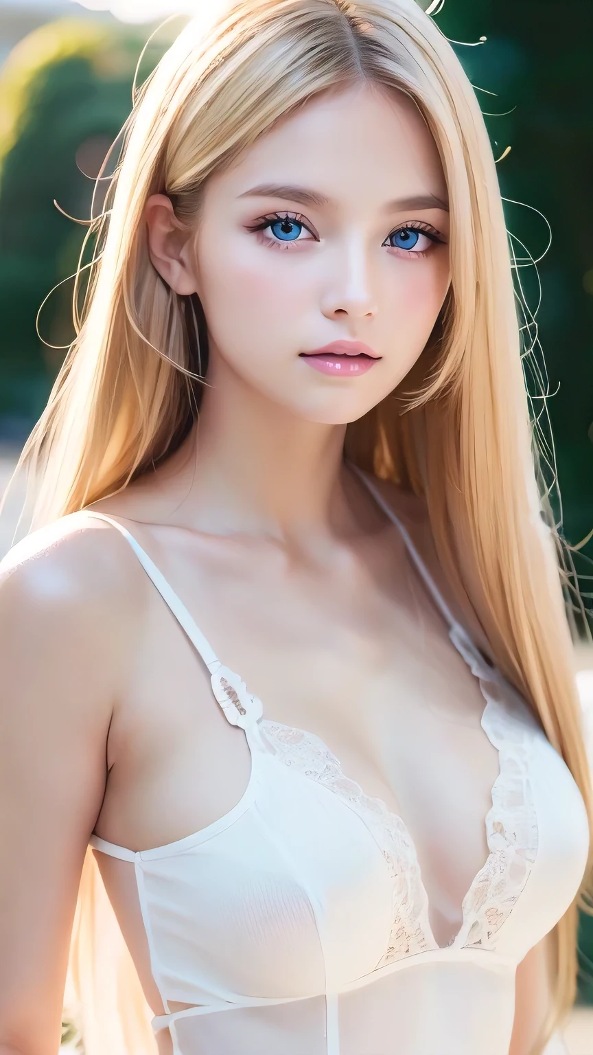Shiny, Beautiful white skin、Hair color changes with light、Long bangs obstruct the view、Cheek gloss highlighter、Sexy and very beautiful, Ladylike, cute, Gorgeous face、The most beautiful face in the world、The most beautiful super long blonde hair in the world、Smooth, Straight Hair、Bright light blue eyes, lighting equipment、Beautiful pony、Beautiful Swedish girl、Baby Face