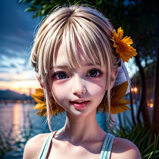 (Close-up:1.4), Tiny girl wearing red tube-top dress, Stroll along evening Beach, (Acutance:0.85), Masterpiece of 8K Ultra-detailed, (Volumetric lighting), (RAW photorealistic:1.37), (Gazing at the sunseting colorful sky) (Dazzling bokeh:1.25), (Golden ray illuminating face), { (Vivid Photon Particles:1.26) | (Gust of wind) } . (((Extremely detailed a face variation of NOGIZAKA girls))), perfect ???????, Childish, captivating gaze, elaborate detailed Eyes with (sparkling highlights:1.3), long eyelashes、Glossy RED Lips with beautiful details, Coquettish tongue, Rosy cheeks, ((Radiant natural skin with clear transparency)) . { (Dynamic joyful expressions) | (:d) }, (no Large eyes, no tree).