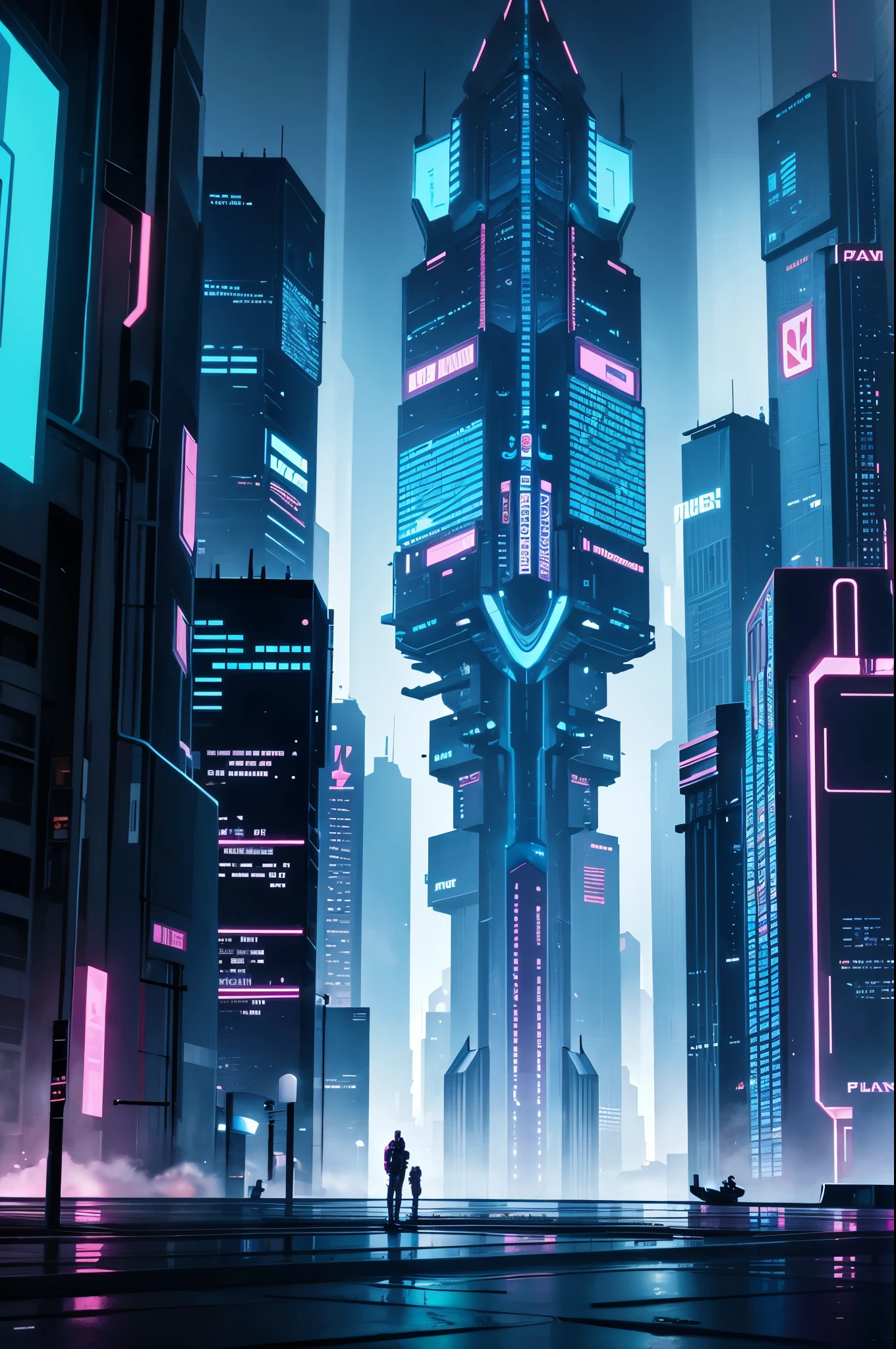 futuristic city, cyberpunk blue