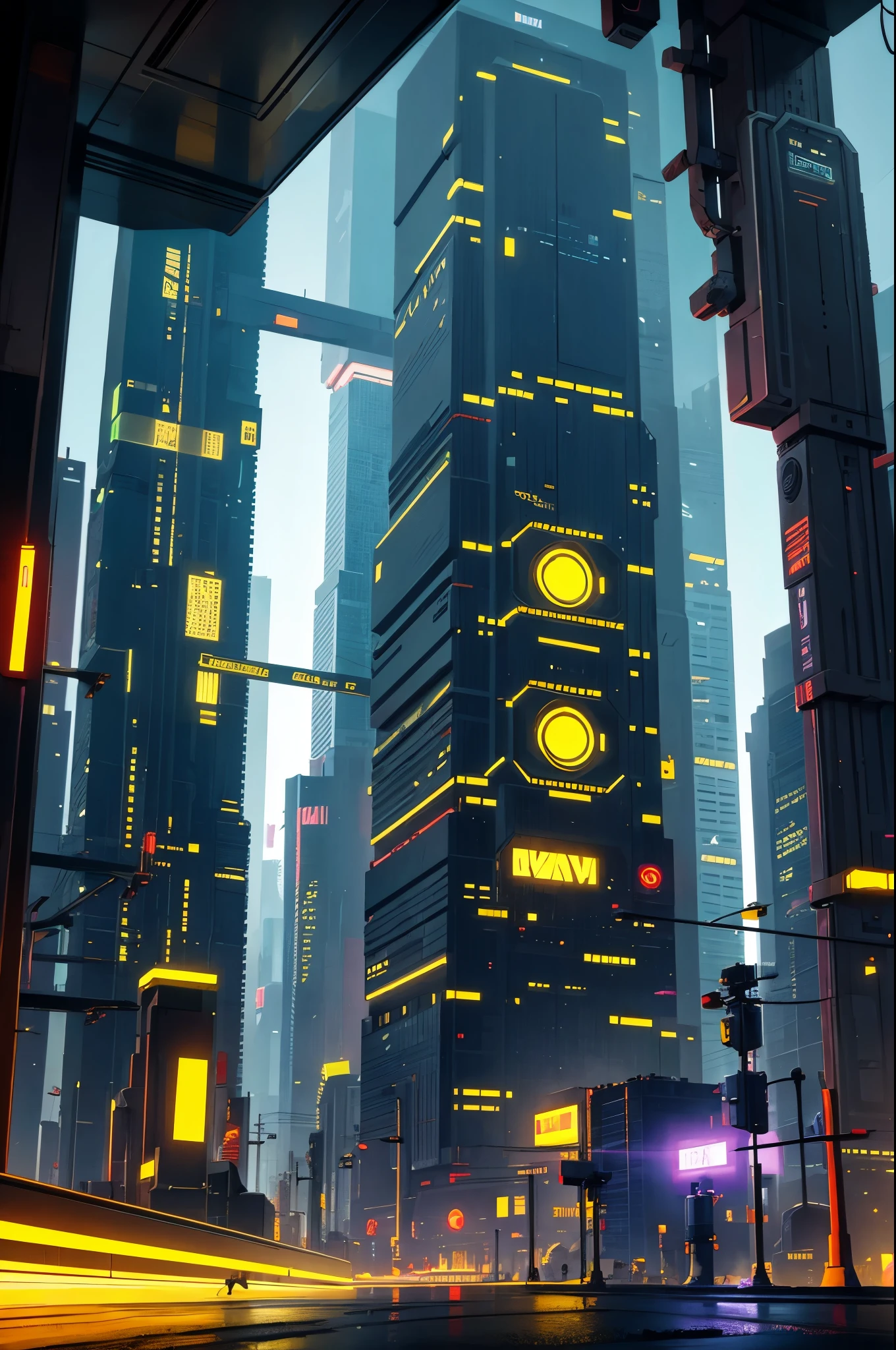 futuristic city, cyberpunk yellow