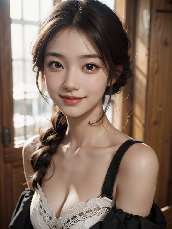 1girl, offshoulder, light smile, shiny skin
best quality, masterpiece, (photorealistic:1.4)