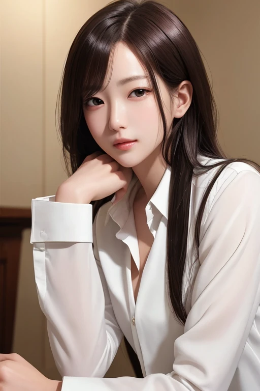 超A high resolution、masterpiece、top-quality、
extra detailed face、A detailed eye、Very complex and、perfect glossy shiny skins、Perfect litthing、Detailed Lighting、Dramatic shadows、Ray Tracing、
1 girl in、The upper part of the body、Tailored jacket、white shirt、looking at the viewers、(A slight smil:0.4)
