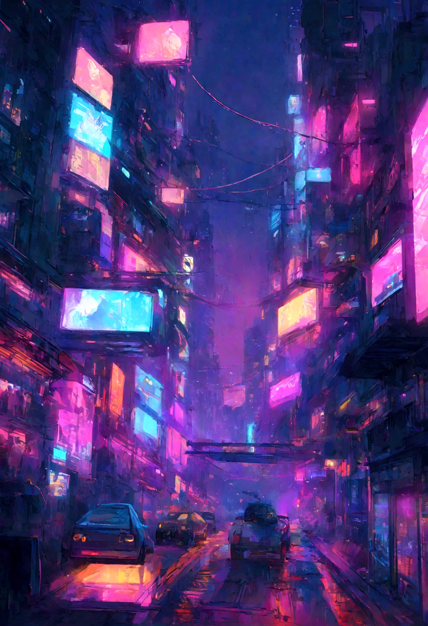 There are cars driving on city streets at night, cyberpunk street, cyberpunk city street, Surreal cyberpunk city, cyberpunk alley, Busy cyberpunk metropolis, sci-fi cyberpunk city street, Surreal cyberpunk style, Cyberpunk in Cyberpunk City, cyberpunk atmosphere, Cyberpunk Blade Runner Art, cyberpunk art surreal 8k, cyberpunk streets at night, dirty cyberpunk city