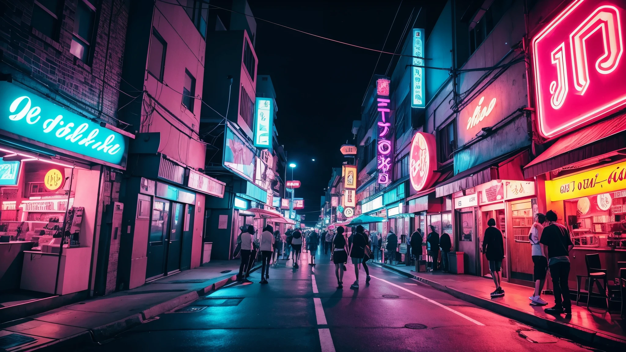 cute anime grirl, desenho, mango, night,  cyberpunk, retrowave scene, anime, 16x9, city night, estudantes, fliperamas, neon, pouca roupa, Photogenic, exibicionista, 2d, colorido, arcade, uma garota em uma cidade de neon retrowave 


