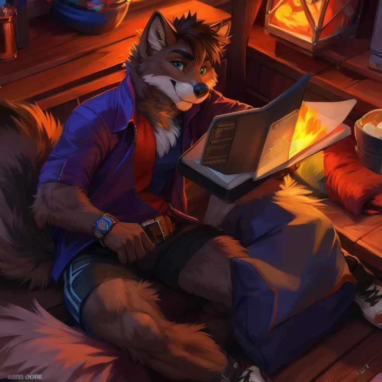 anthro furry, chest tuft, seducive, best quality, 4k, (by foxovh, rOSS tran, pino daeni),
