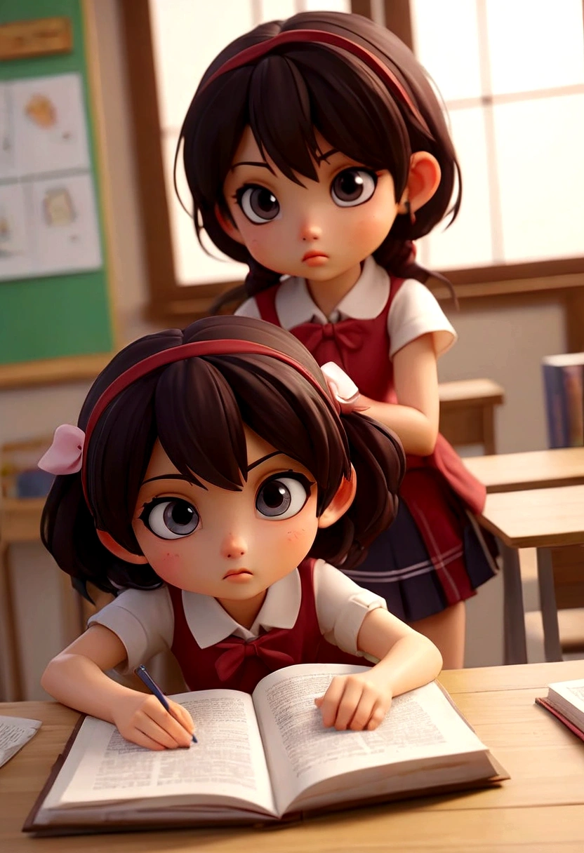 personagens de anime sentados em uma mesa com livros abertos, o anime em destaque de hoje ainda, estilo cgi de anime, a hiperrealista , estilo anime 3 d realista, hiperrealista , anime cgi, 3d rendering of a cute anime girl, estilo anime 3d, anime fotorrealista, cute anime, bom sorriso companhia estilo anime, anime 3d realista, garotas de anime