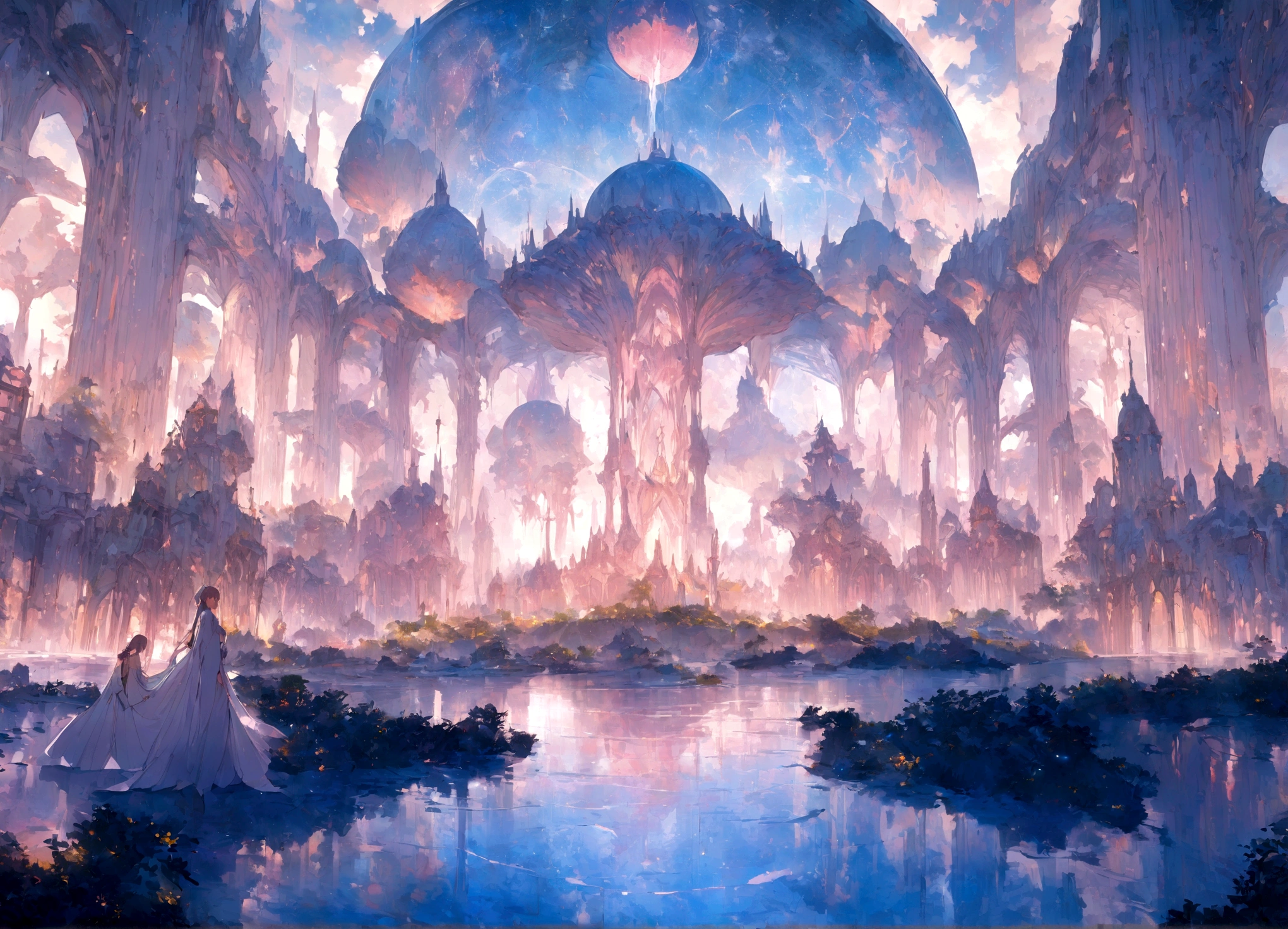 (masterpiece, highest quality), Description of a utopian world, Science fiction, Amazing architecture, Otherdimensional, peaceful