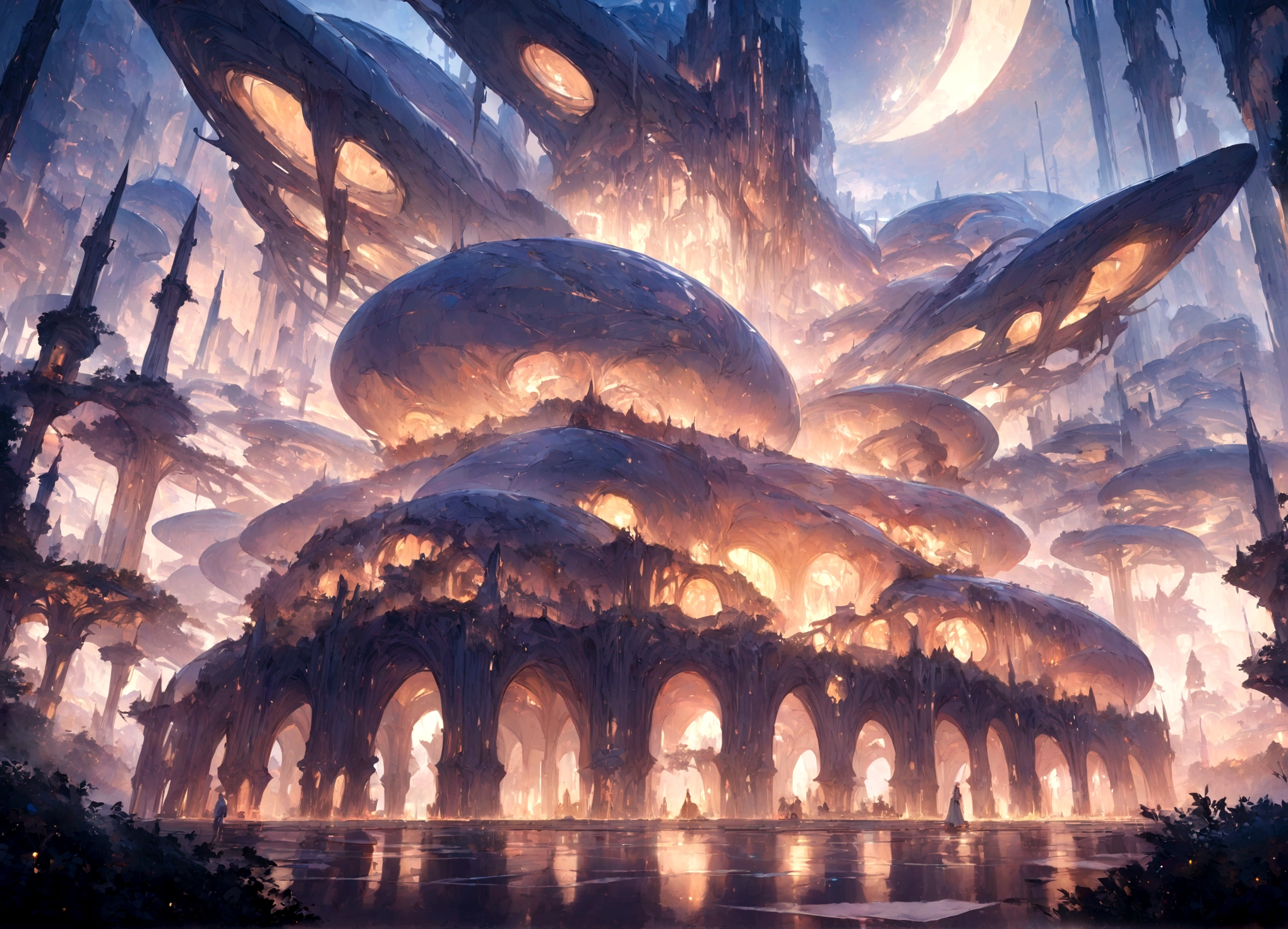 (masterpiece, highest quality), Description of a utopian world, Science fiction, Amazing architecture, Otherdimensional, peaceful