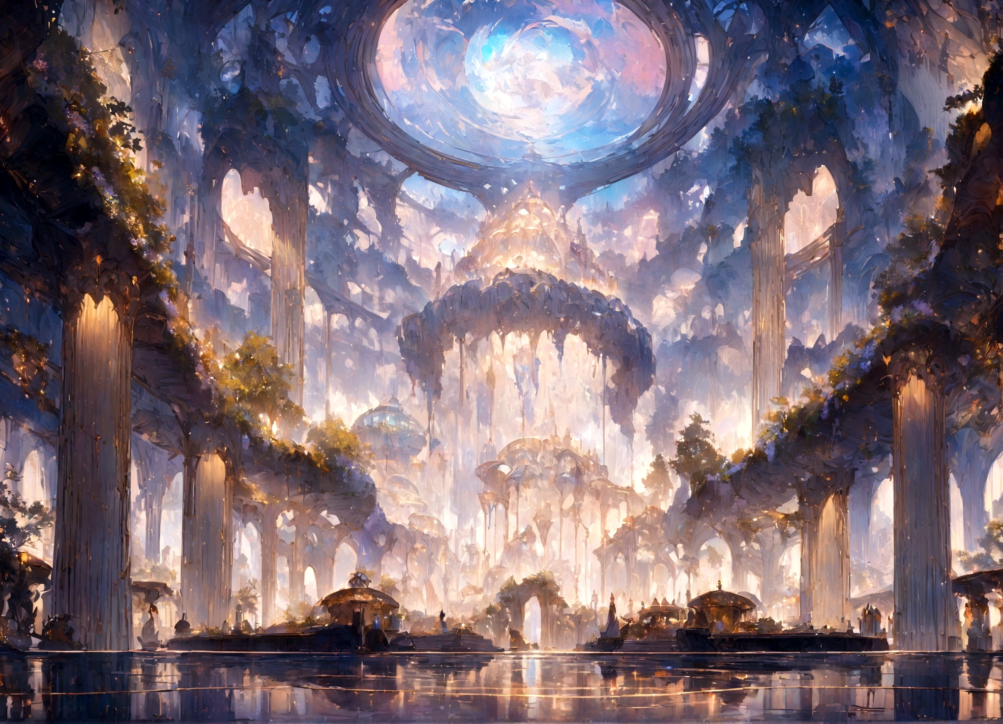 (masterpiece, highest quality), Description of a utopian world, Science fiction, Amazing architecture, Otherdimensional, peaceful