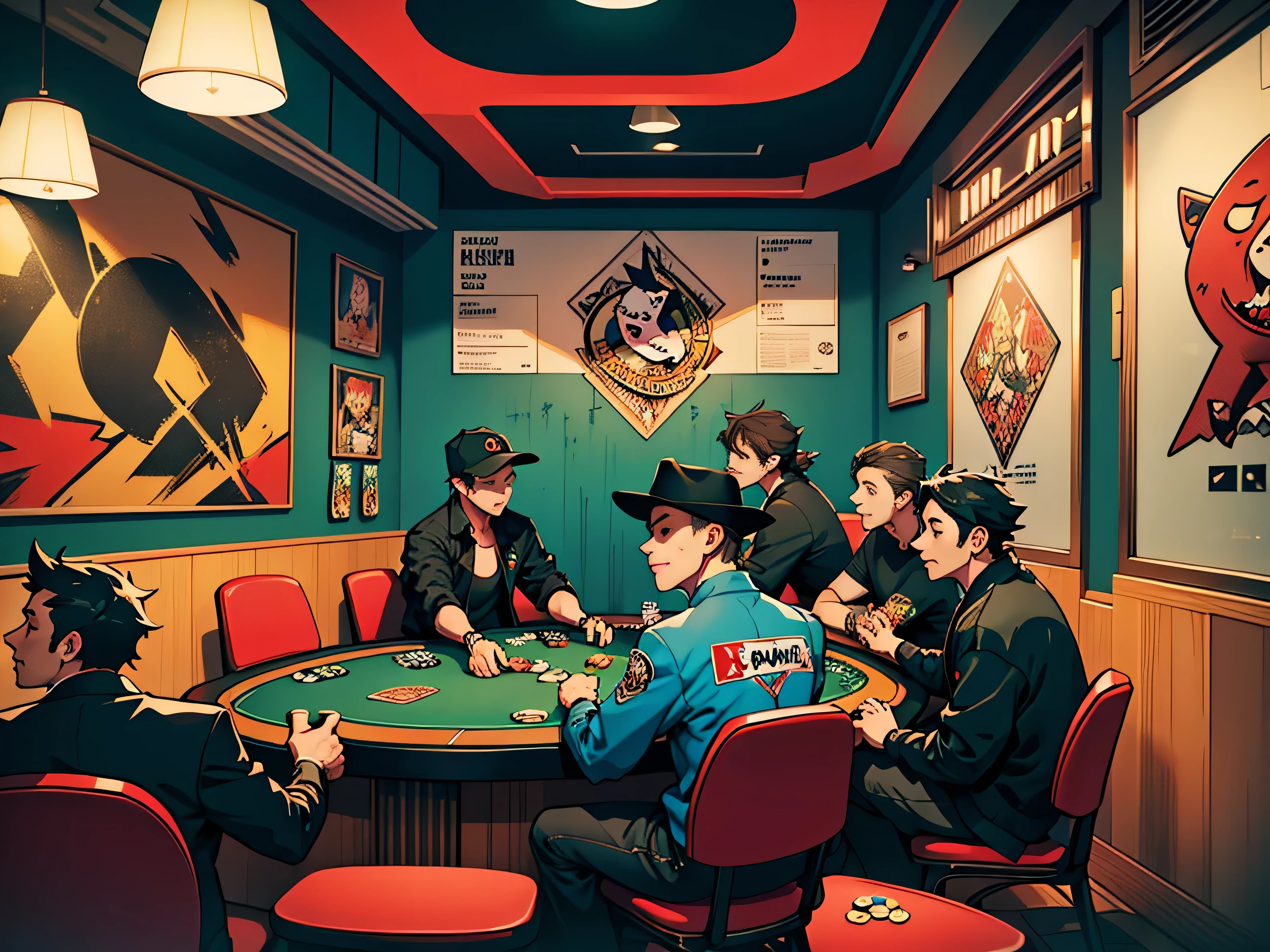 figure, logo, Graffiti art, shark, poker playing cards, Casino Chips, shark turned mickey mouse, flat, black, shark human,Several people are sitting at a table in a room playing cards, poker, dice tsutsumi, playing poker, , 8k!!, Hotei is on the table, 8k!, tournament, lecture halls and gambling dens, playing poker in a saloon, In such a way