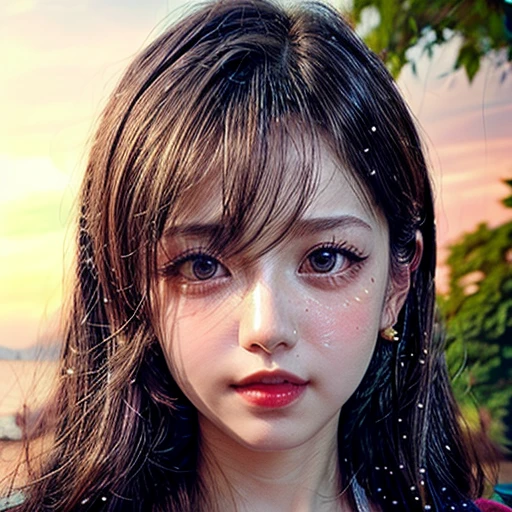 Tiny girl wearing red tube-top dress, Stroll along evening Beach, (Acutance:0.85), Masterpiece of 8K Ultra-detailed, (VolumetricLighting), SmoothShading, (RAW photorealistic:1.37), (Close-up:1.4), (Gazing at the sunseting colorful sky) (Dazzling bokeh:1.25), { (Golden ray illuminating face) | (Vivid Photon Particles:1.26) | (Gust of wind) } . (((Extremely detailed a face variation of NOGIZAKA girls))), perfect anatomy, Childish, captivating gaze, elaborate detailed Eyes with (sparkling highlights:1.3), long eyelashes、Glossy RED Lips with beautiful details, Coquettish tongue, Rosy cheeks, ((Detailed Flawless natural Skin Radiant PearlSkin with clear transparency)) , SilkyHair. { (Dynamic joyful expressions) | (:d) }, (no Large eyes, no tree, no mole).