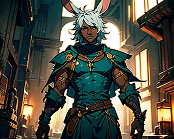 Artificer, Rabbit Ears, RPG fantasy game, male, dark skin