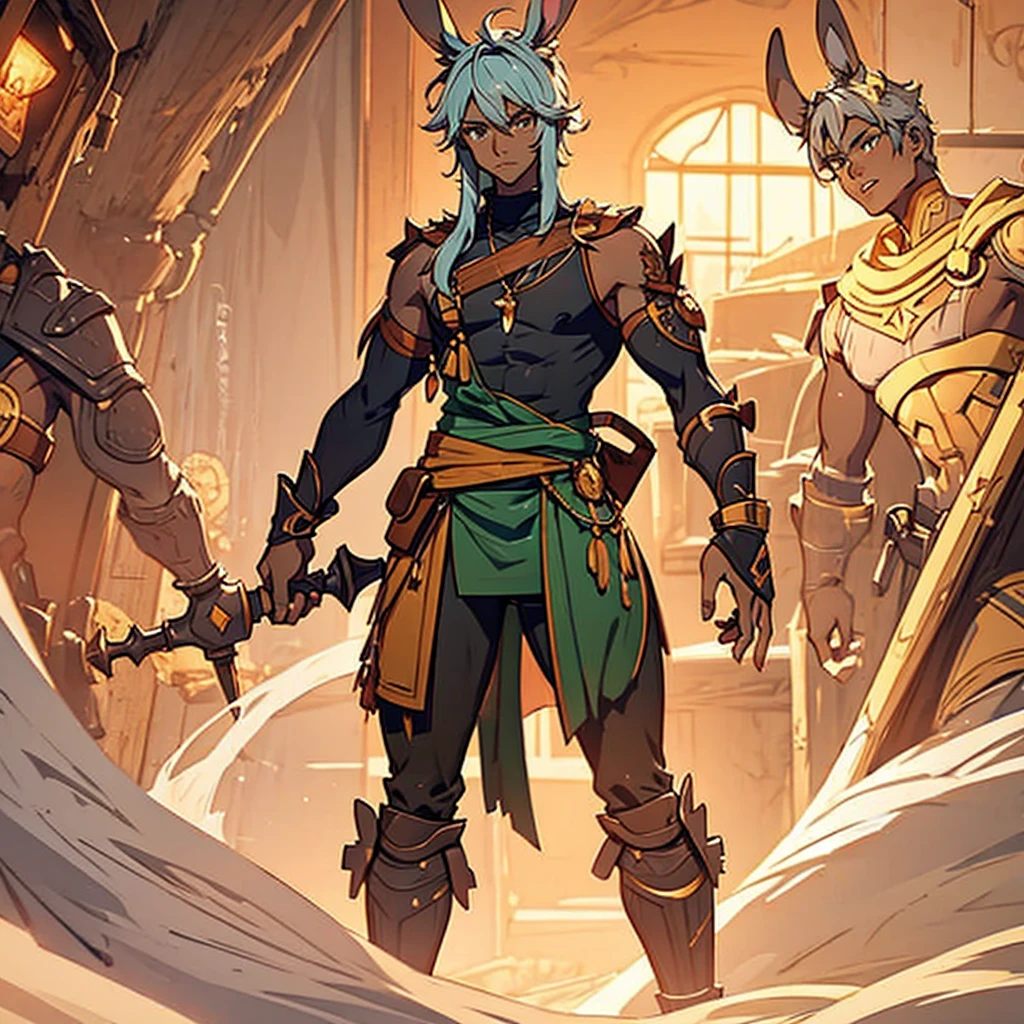 Artificer, Rabbit Ears, RPG fantasy game, male, dark skin