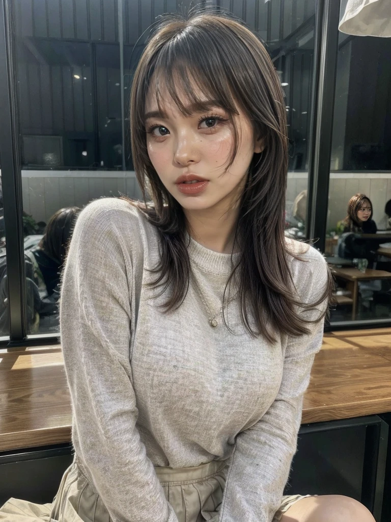 a beautiful sexy highschool girl, sweat glistening on her skin, (best quality,4k,8k,highres,masterpiece:1.2),ultra-detailed,(realistic,photorealistic,photo-realistic:1.37),extremely detailed face and eyes, detailed skin texture, beautifully detailed lips, delicate facial features, long eyelashes, graceful pose, , pleated skirt, hair swaying, warm lighting, soft color palette, cinematic composition