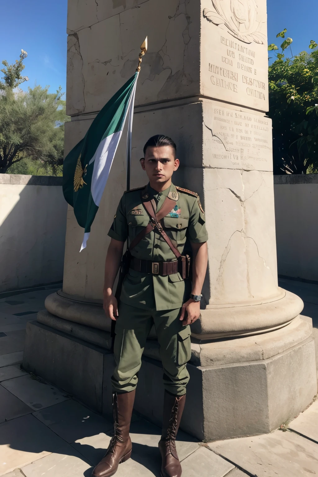 Soldado con la bandera de mexico