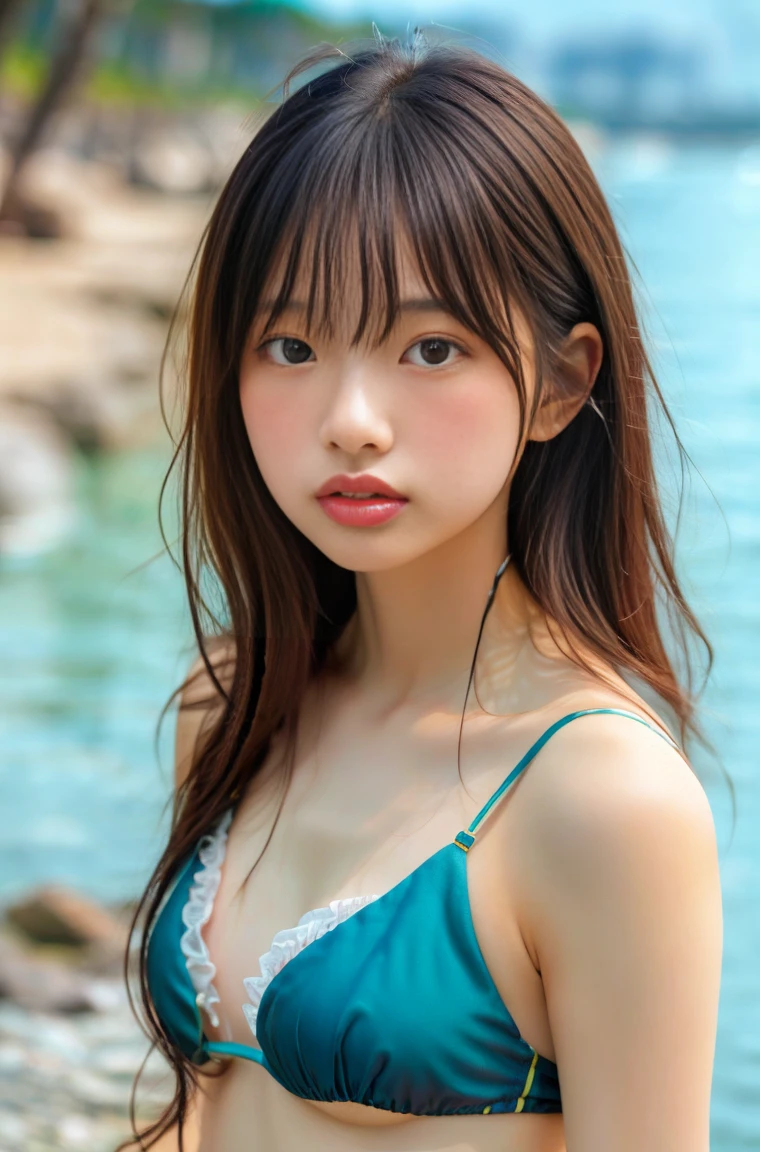 8k、RAW Photos、highest quality、Japanese Model、Floral Bikini、micro bikini,26 years old、Young Sensual Gravure Idol、A young and cute gravure idol、リアルなYoung Gravure Idol、Real fleshy gravure idol、Young Gravure Idol、A sophisticated gravure idol、Young and thin gravure idol、Beach、Blur the background