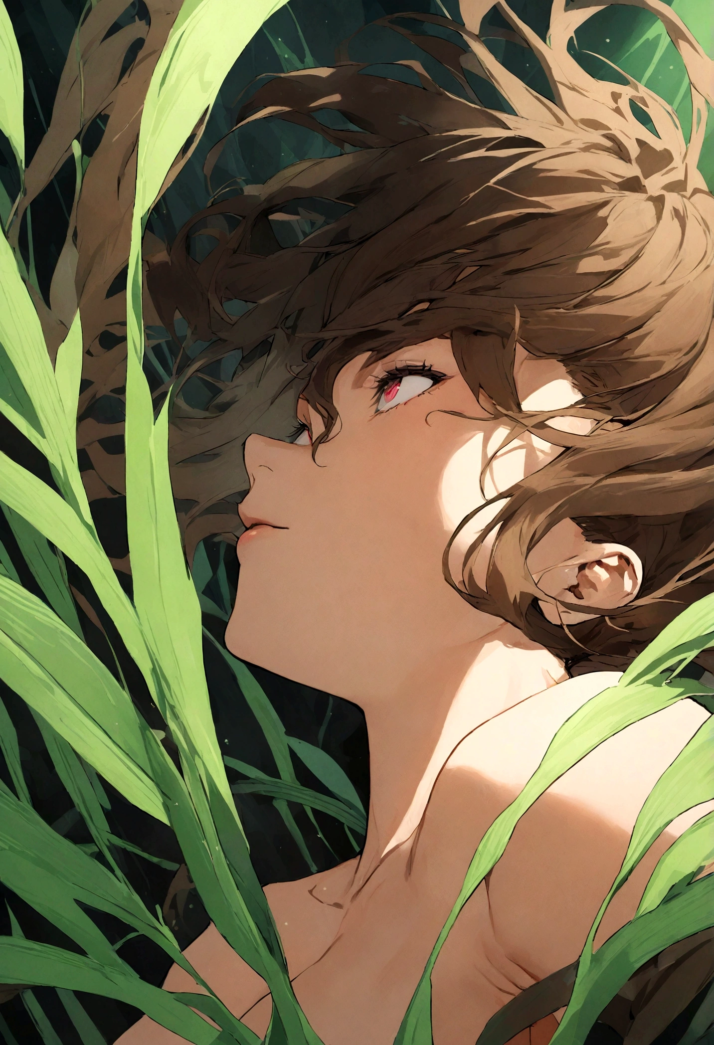 brunette,nude,yeux vert