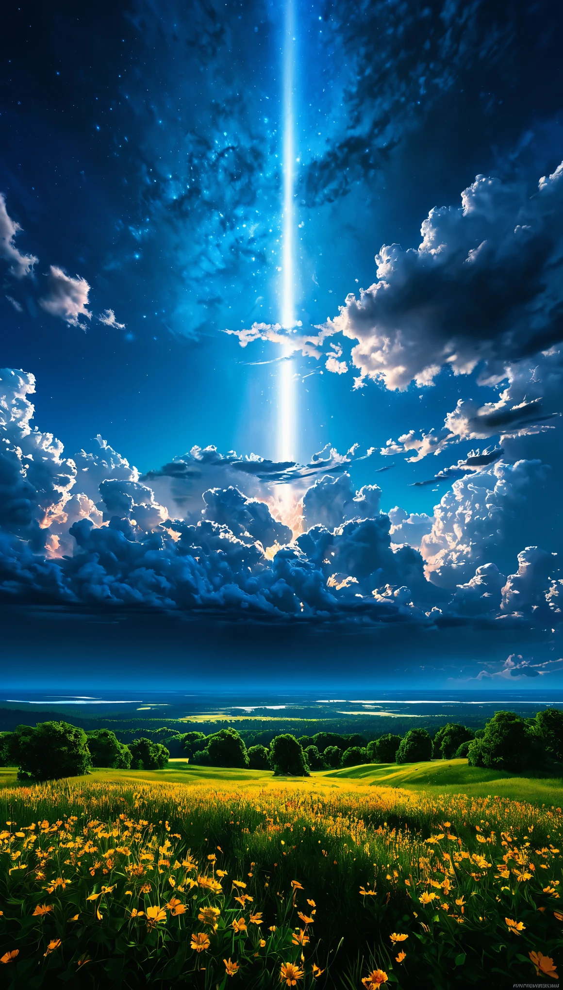 summer sky,photorealistic,highly realistic,extreme details,breathtakingly realistic,high contrast realism,high saturation realism,vibrant colors,dramatic lighting,captivating landscape,compelling storytelling,atmospheric scene,mesmerizing visuals,intricate details,strong emotions,celestial beauty,dreamlike world