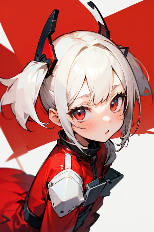 Short white hair, blush, pilot、Headbang 2.、Red clothes、Twin tails、sharp、superior、Keep the image of your face、