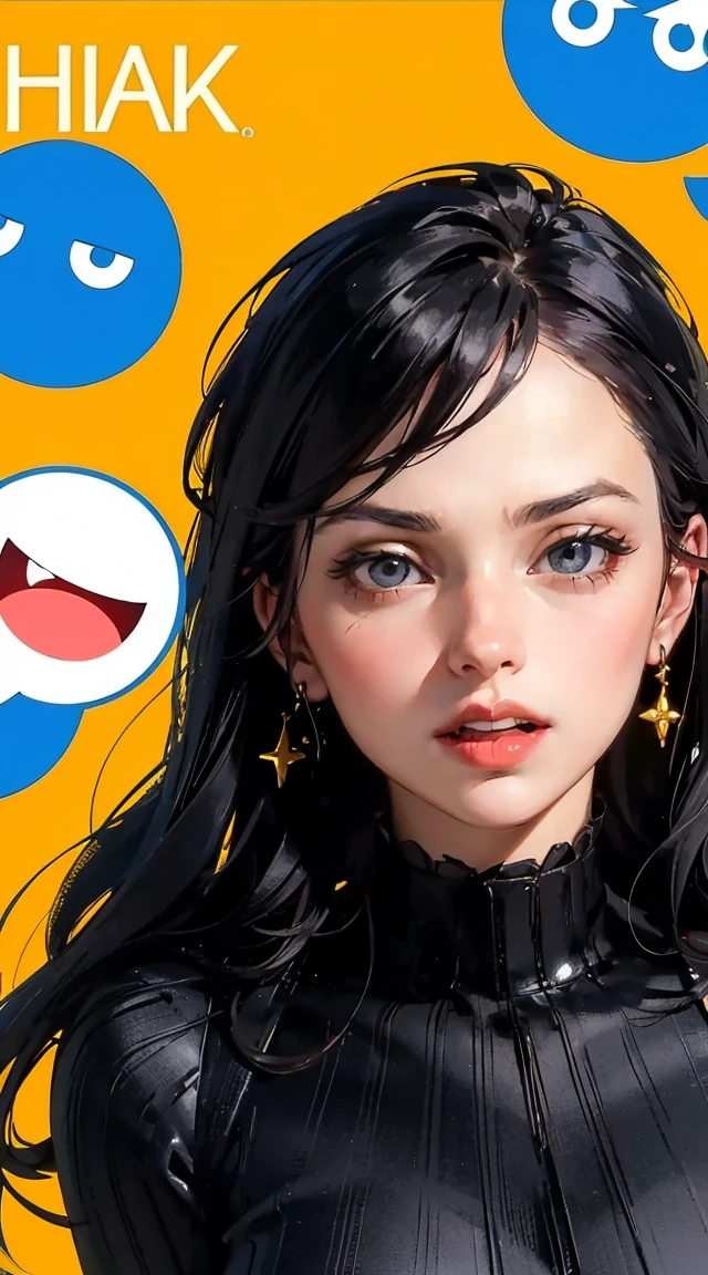 realism, (((better quality: 1.4))), ((super detailed: 1.4)), super detailed gouache portrait of a beautiful woman with red lips and black outfit, number, cartoon, actual, Emoji pack,(9 emoticons,Emoji table,constellation),9 poses and expressions(anger,surprise,have a good time,wake,laughing out loud,Suspect,angered,touch your head,Lovely for sale, wait),Anthropomorphic style,disney style,Black strokes,9 different emotions,9 poses and expressions,8k